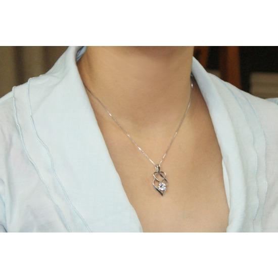 Heart To Heart Pendant Necklace Single Set Gemstone Platinum Plated Clavicle Chain Heart Jewelry