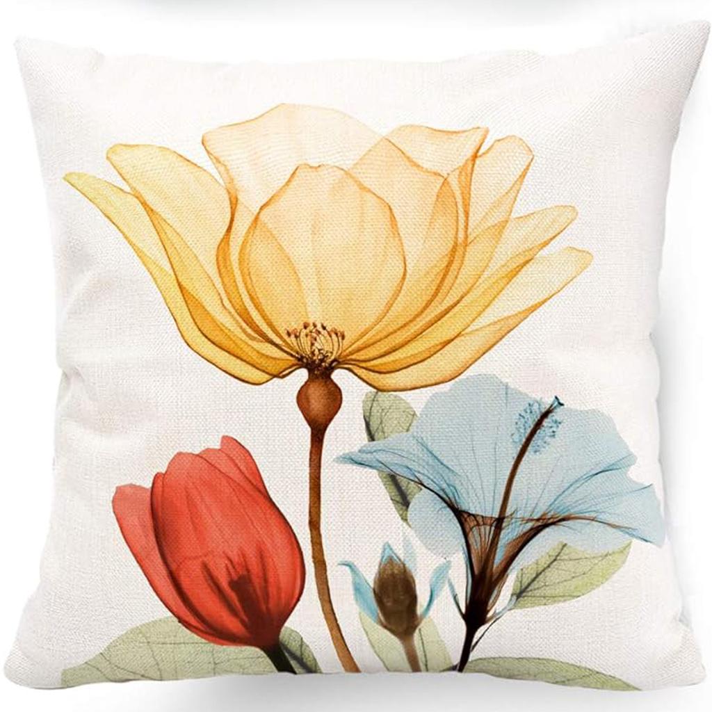 New Spring Fresh and Beautiful Linen Pillowcase Sofa Bedside Plant Flower Pillow Cushion Cover