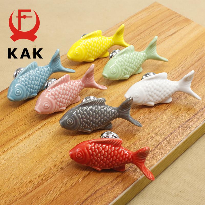 KAK Kinder Schubladengriffe Fischform Keramikgriffe für Kinderzimmer Küchenschrankgriffe Schrankknöpfe Möbelbeschläge