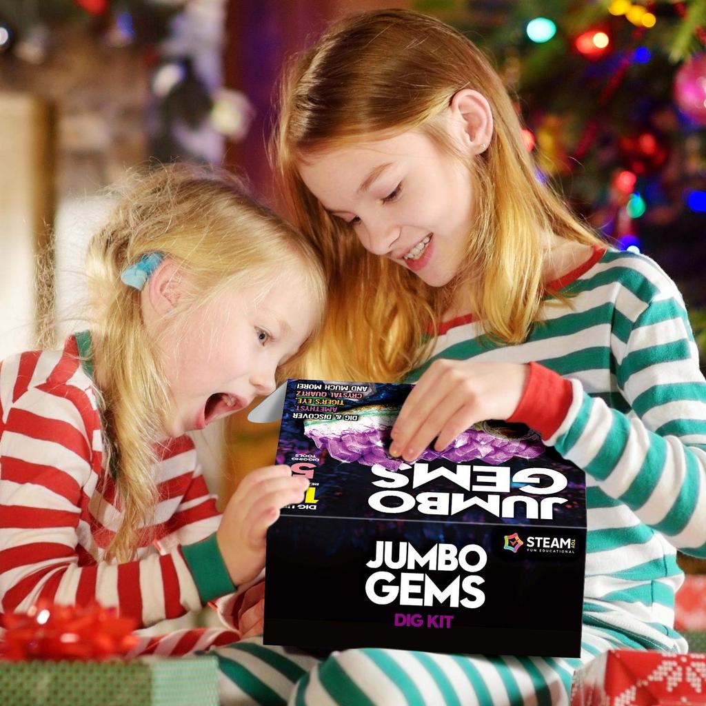 XXTOYS Gemstone Excavation Crystal Discovery Christmas Crystal Ore Kids Geology Gift Kit, Toy, Kit, Gift, Mining, Specimens, Amethyst, 18-Piece Set,