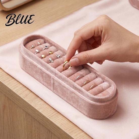 Gift Idea for Prevent Compact Multiple Slots Velvet Box Jewelry Storage Portable Organizer Box Home