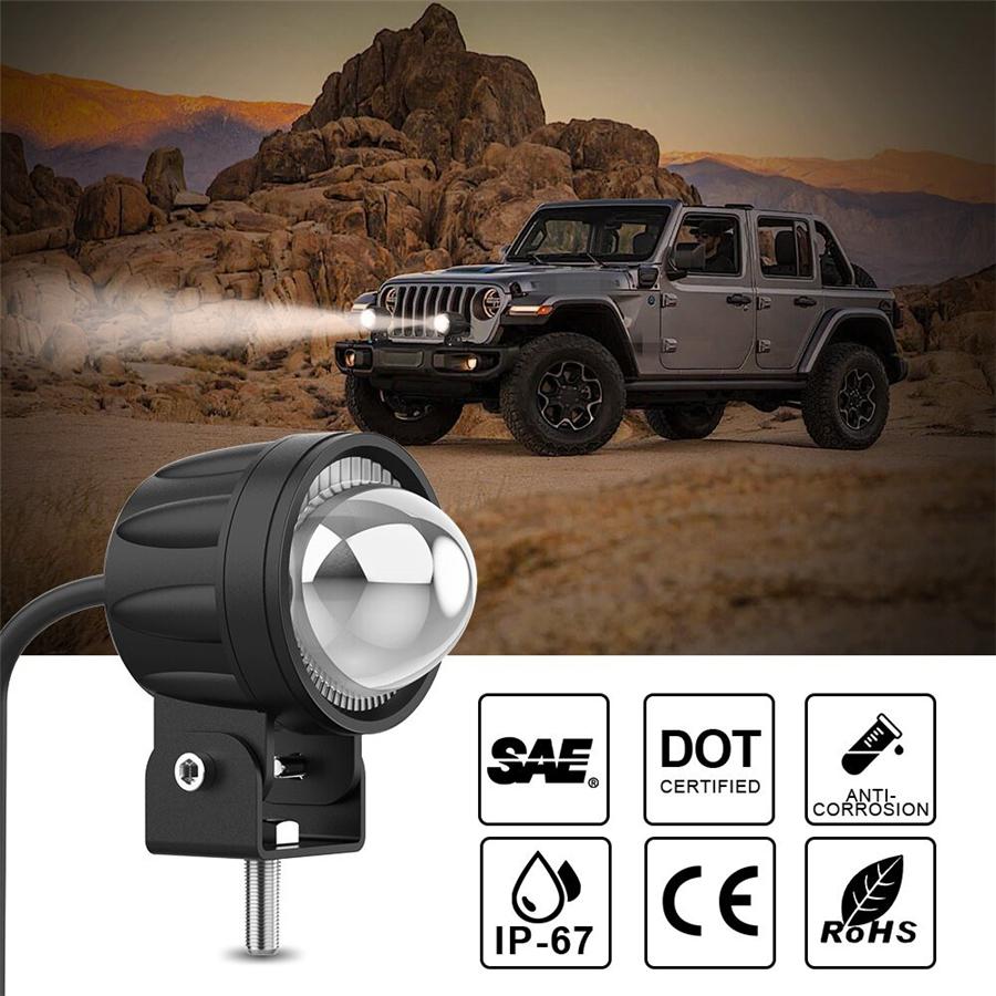 2Pcs LED Motorcycle Fog Lights 60W Headlight 12V 24V Spotlights Work Bar Light F