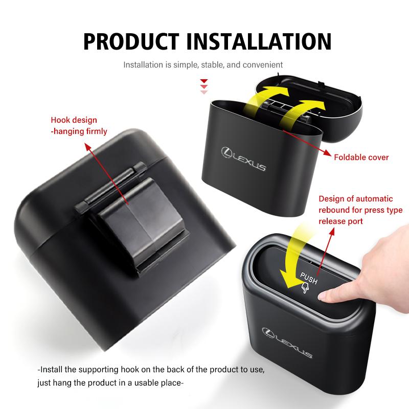 For Lexus Car Garbage Can Storage Box Rubbish Organizer Trash Bin CT200H ES250 ES300H IS250 IS200 GS300 GS460 GX470 LS400KP2
