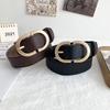 Women's Simple Golden Buckle Belt Women’s Fashion Casual Black Designer Belts Ladies Waist Belts For Jeans Clothing Accessories