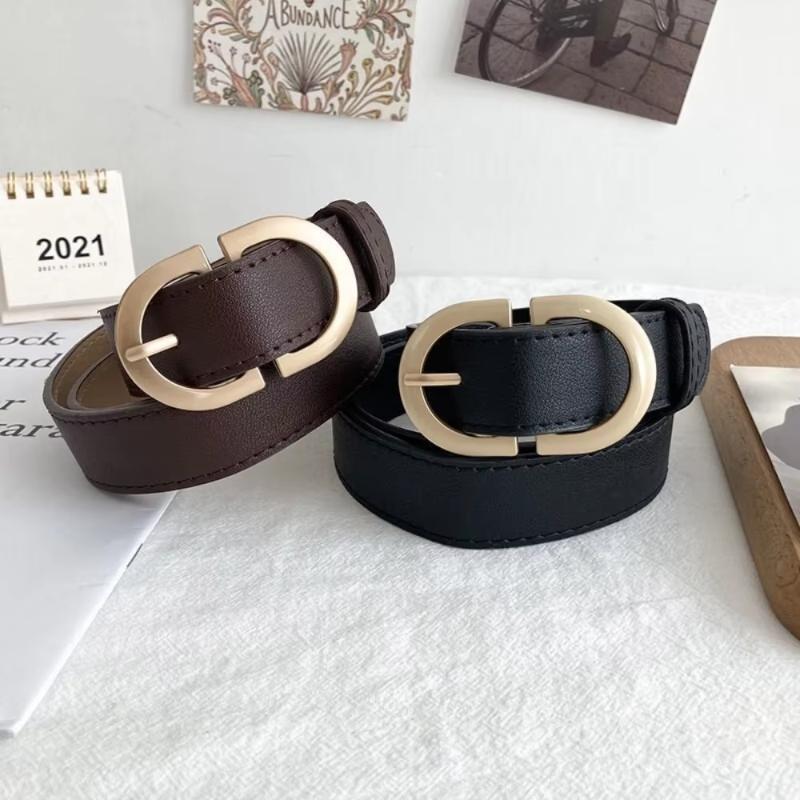 Women's Simple Golden Buckle Belt Women’s Fashion Casual Black Designer Belts Ladies Waist Belts For Jeans Clothing Accessories