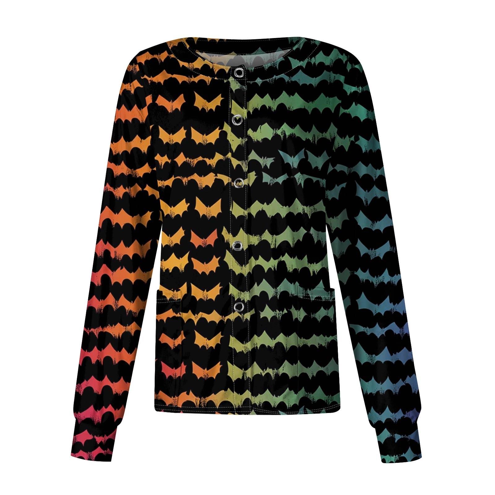 

Женская повседневная однобортная блузка с длинным рукавом на Хэллоуин с принтом, кардиган, верхняя одежда, униформа S