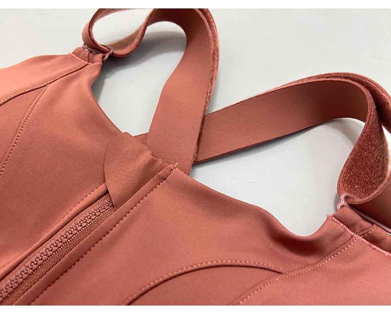 Grote Maten Prachtige Rug Schokbestendige Sportbeha met YKK Rits - Verstelbaar voor Hardlopen en Fitness, Ondersteunt tot 90 kg.