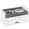 Elevated Dog Bowl With Storage Cabinet 2 Bowls With Anti Slip Rings 60 X 30 X 35.5 Cm White