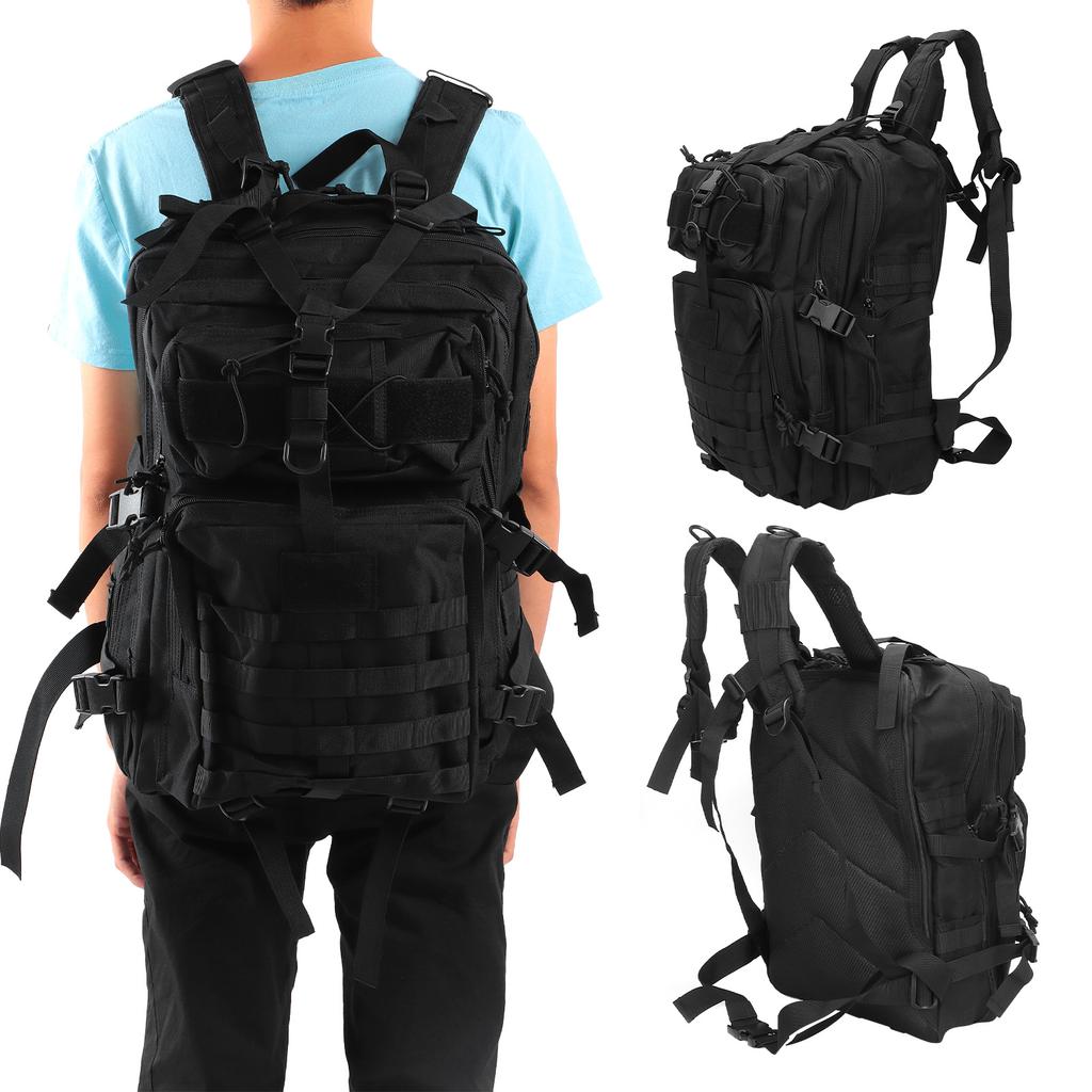 Waterproof Backpack Durable Nylon Mountaineering Equipment Bag for Outdoor ActivitiesBlack