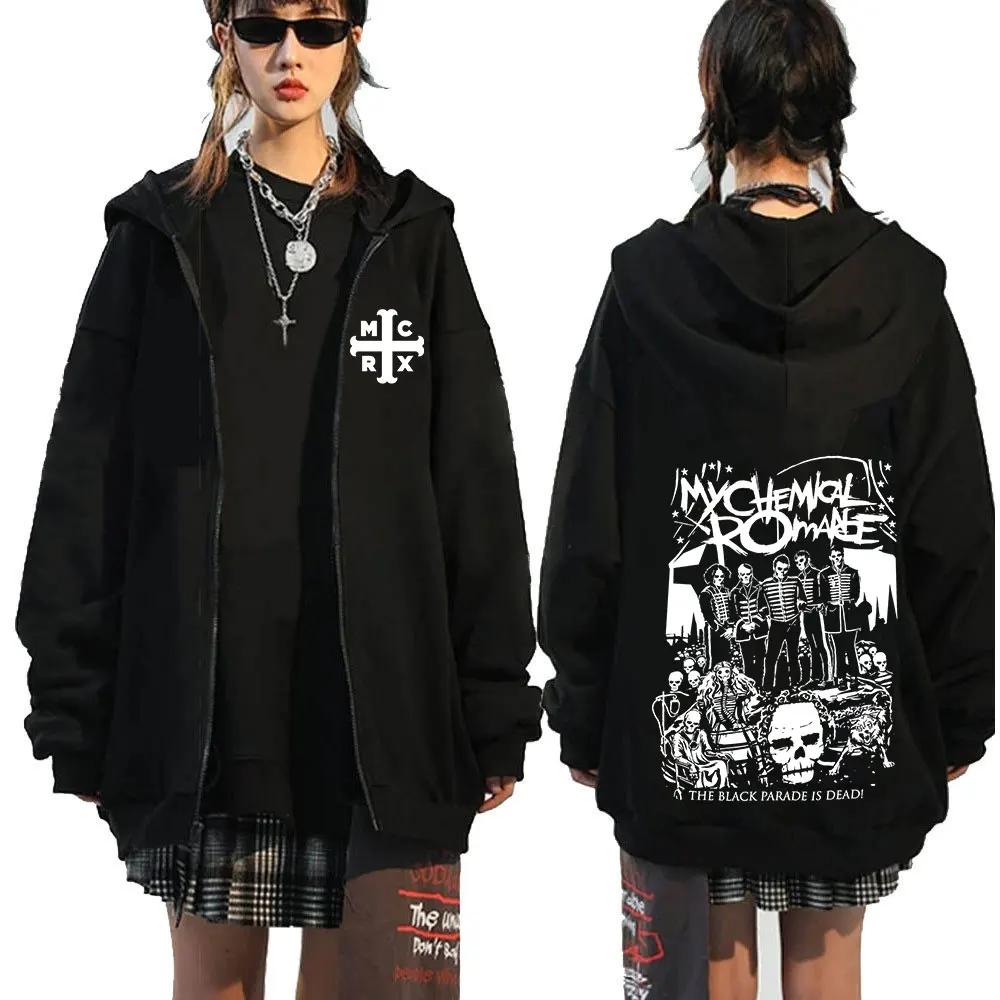 

Толстовка з капюшоном My Chemical Romance Mcr Dead на блискавці Black Parade Punk Emo Rock Толстовка на блискавці Чоловіча мода Вінтажні толстовки в стилі хіп-хоп S