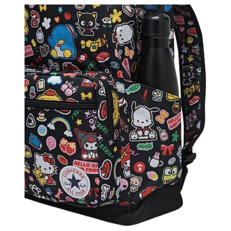Converse X Hello Kitty And Friends Collaboration 19.5L Zipper Closure 600D Polyester Backpack Women Backpack Black WA5874-023