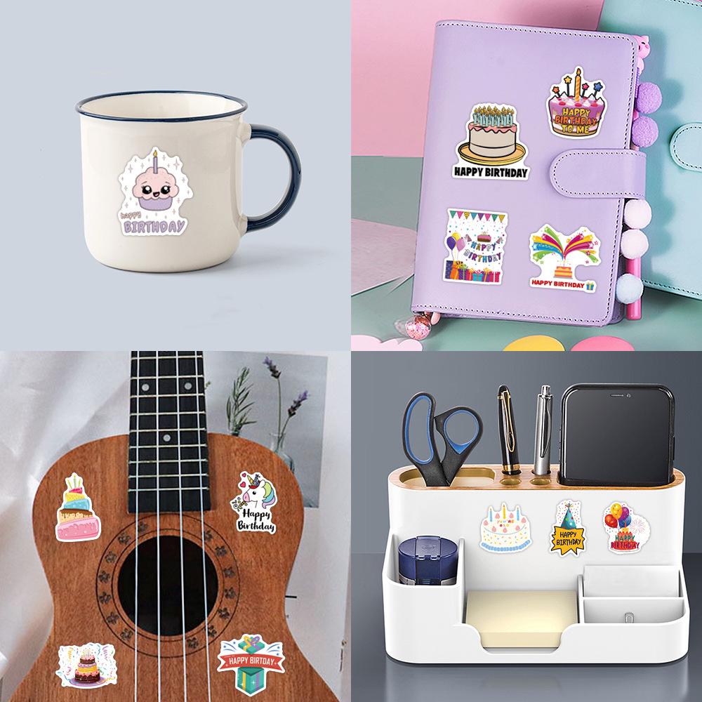 Happy Birthday Graffiti Stickers: 55 Fun DIY Designs for Water Bottles & Notebooks