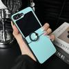 Suitable for Samsung Z Flip6 mobile phone case Z Flip5 simple solid color plain leather pattern ring buckle anti-drop protective case