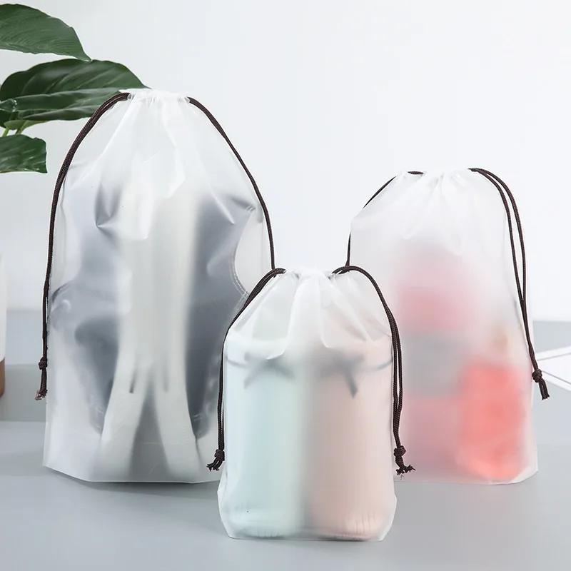 1pcs Transparent Drawstring Storage Bag Clothes Underwear Shoes Organizer Pouch Travel Toiletries Cosmetic Cartoon Storage Bag