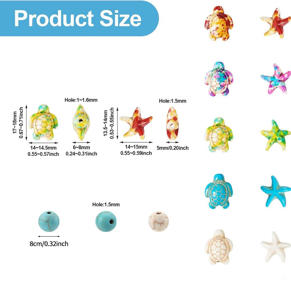100pcs Turquoise Sea Turtle Zhuhai Star Bead Colorful Marine Life Bead Craft Bead Jewelry Making Bracelet Necklace Foot Chain DIY Supplies