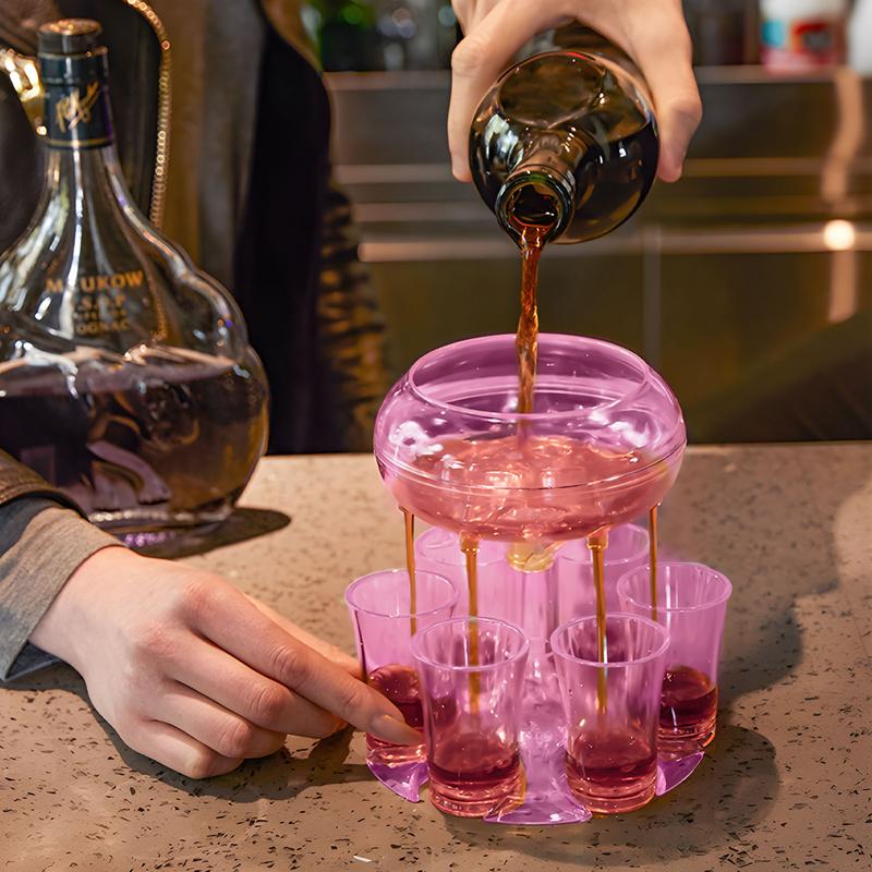 Acrylic Shot Glasses Dispenser Acrylic Party Pourer Holder Six Glasses Dispenser Drink Tool For Wine Beer Whiskey Coffee Tea