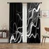 2pcs Black and White Streamlined Curtains   Modern Art Style   Living Room   Bedroom   Pull Rod Pocket   Window Decoration