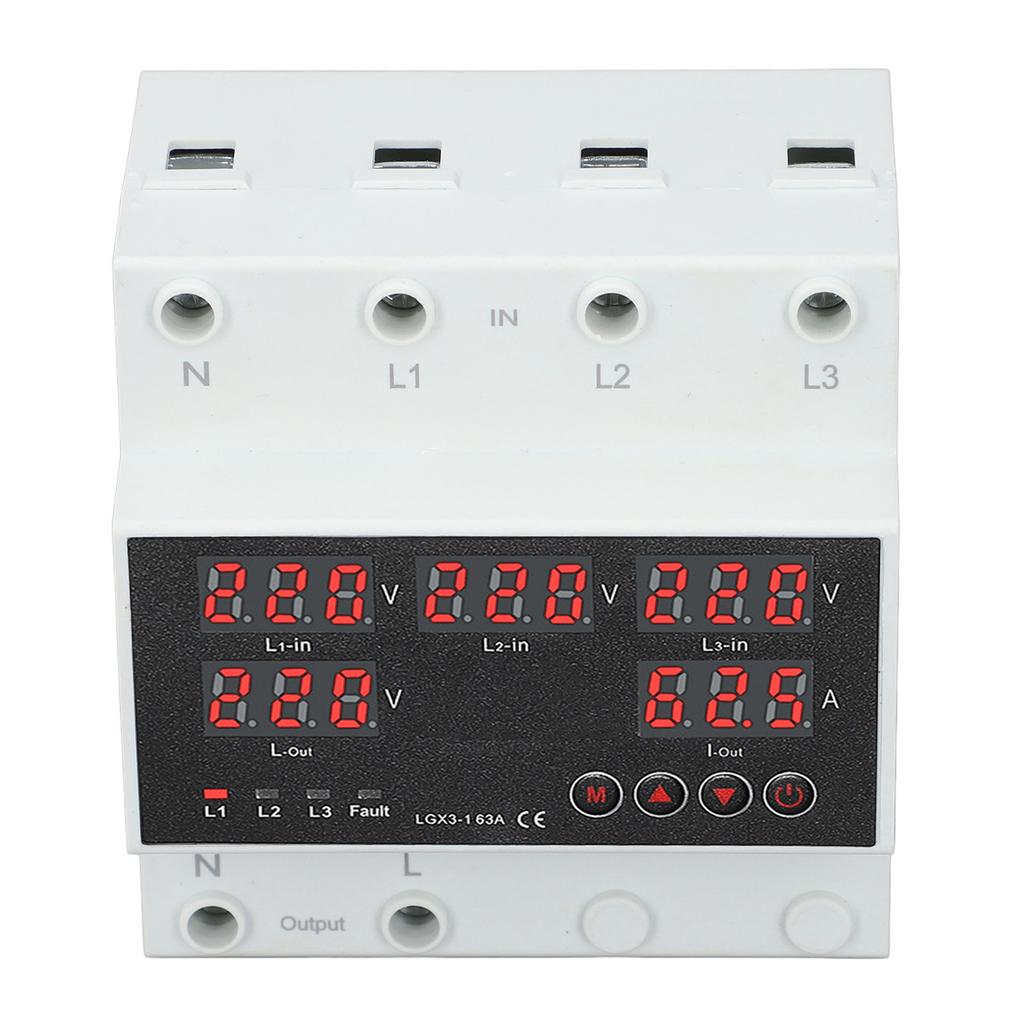 Automatic Transfer   63A 3P4W LED Display   Voltage Protector for Home Generator Inverter