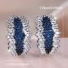 Unique Design Bright Blue White Zircon Hoop Earrings for Women Noble and Elegant Wedding Parties Jewelry Gifts