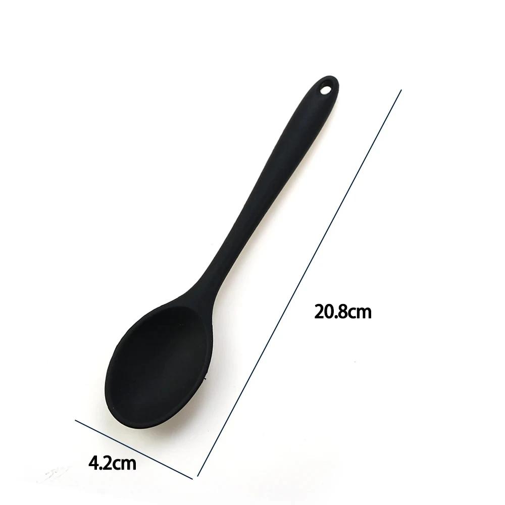 Silicone Spoon Food Grade Long-handled Kitchen Soup Spoon Mixing Spoons High Temperature Resistant for Cooking