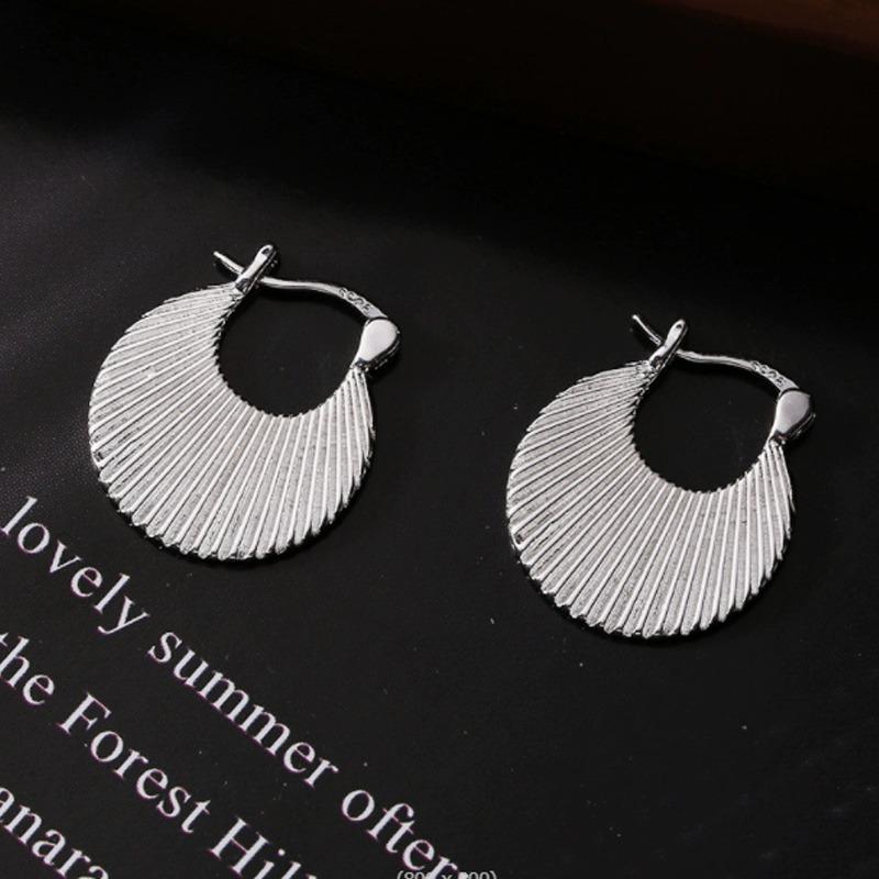 Simple Geometric Texture Pleated Handbag Earrings Ear Buckles Women's Niche Ins Cold Earrings