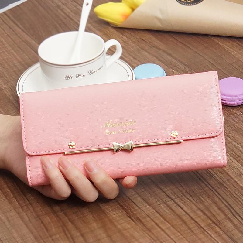 2025 Korean Style Cute Bow Buckle Ladies' Wallet with Rivets