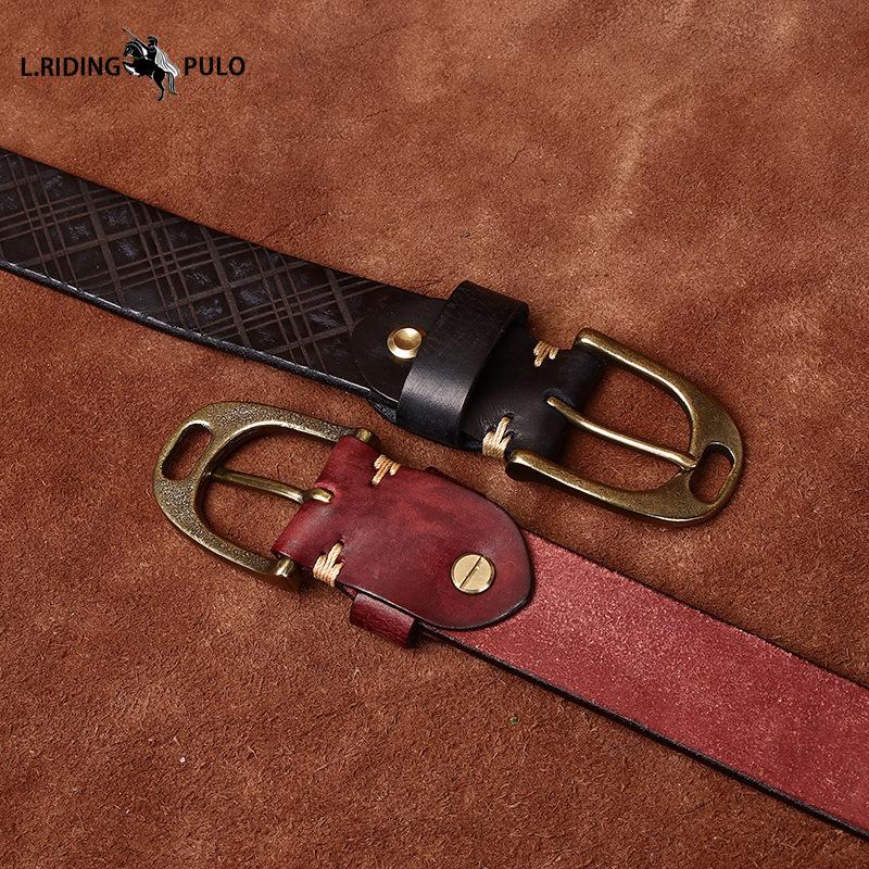 Personalized Diamond Embossed Leather Belt for Men, Genuine Top Layer Cowhide Retro Casual Belt