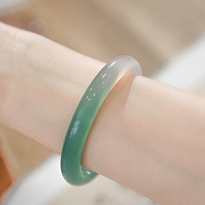 Bracelet Banshan Shui Agate Calcédoine: Jade Glacé, Style Fin & Ancien pour Filles