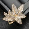 Diamond-studded Maple Leaf Brooch for High-end and Luxurious Men's Collarpin, Suitable for Suits and Leaves.