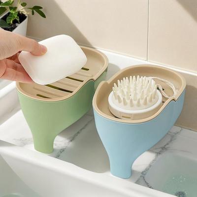 Soap Holder Non-Slip Design Easy To Clean Double Layer Versatile Soap Dish with Drain Holes Bathroom Decoration