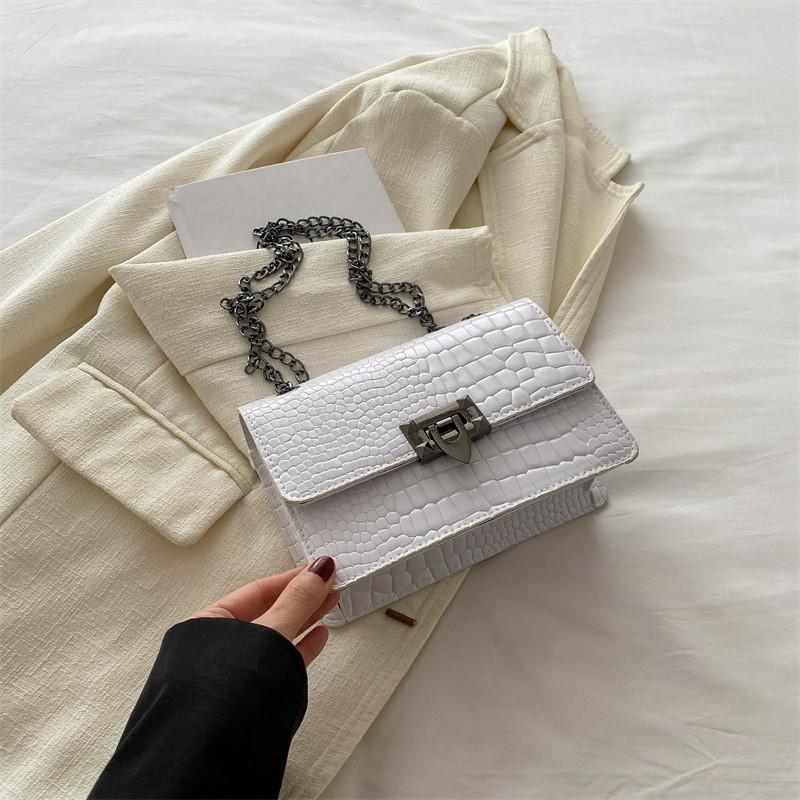 Chic Street Style Chain Bag For Women Perfect For Daily Outfits Medium Soft Pu Leather Small Square Purse