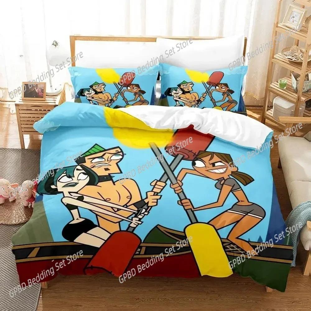 

Новый комплект постельного белья Total Drama для спальни Мягкие современные покрывала Удобные для детей Подушка с пододеяльником Удобное одеяло и наволочка 100*200cm Single