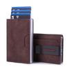 Luxury Men RFID Blocking Card Holder Smart Wallet Carbon Fiber Minimalist Bifold Pop Up Aluminum Credit Card Case with ID Window