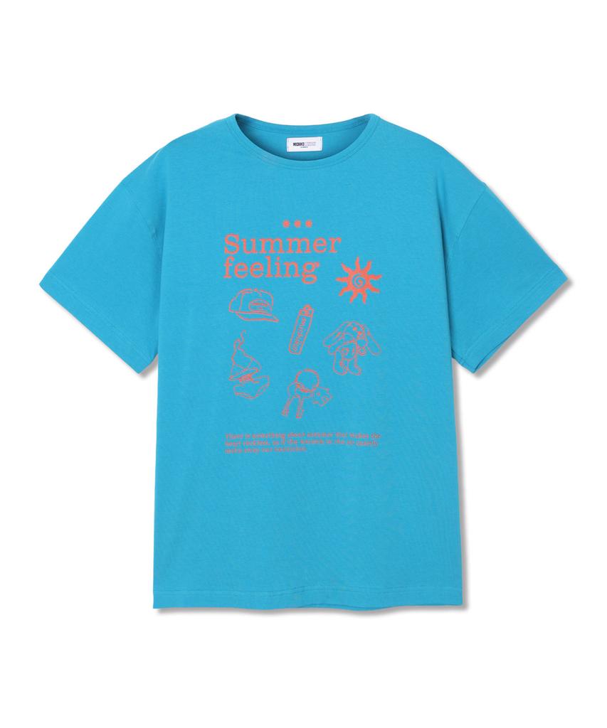 Michikoleondeonkosino Summer Feeling T-Shirt Teal Blue