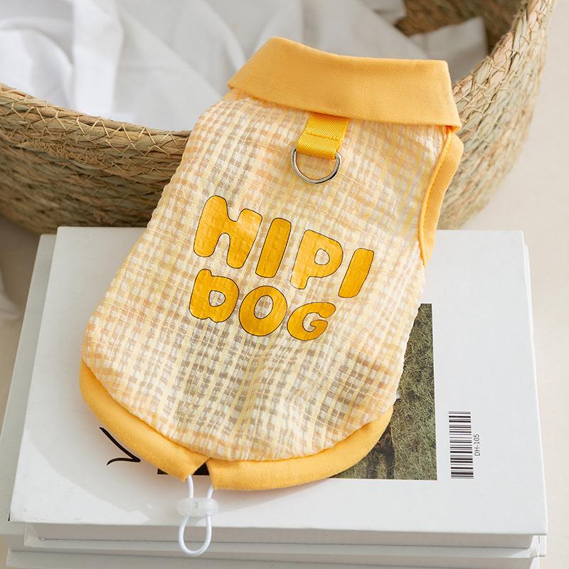 Dog Vest Spring and Summer Thin Jacquard Plaid Traction Bipod Teddy Bear Small and Medium Dog Pet Clothes