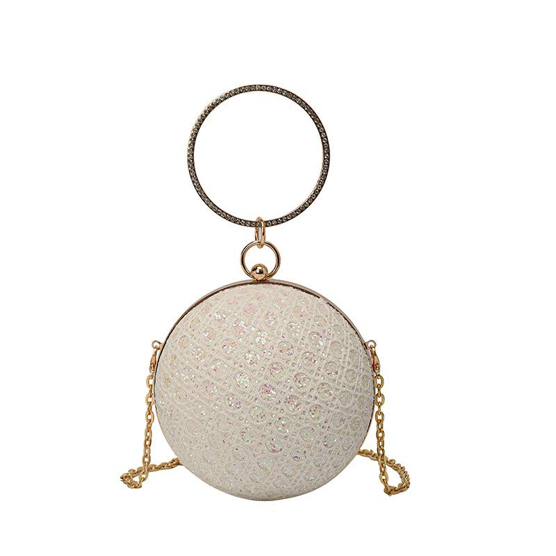 Dinner Bag New 2025 European and American Fashion Diamond-encrusted Retro Shoulder Bag Women's Messenger Chain Round Ball Small Round Bag