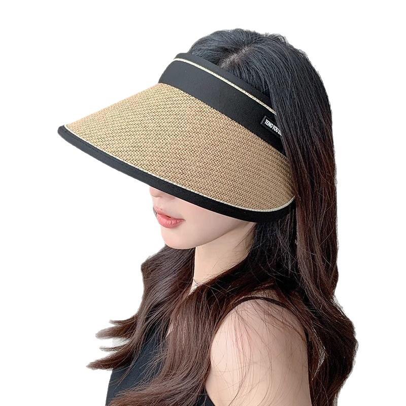 Empty Top Women Girls Visors Casual Foldable Uv Protection Beach Hat Straw Cap Sun Hats Sunshade