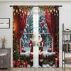 2 Pieces, Santa Claus Christmas Tree Retro Curtains -30% Blackout - Suitable for Living Room, Bedroom, Kitchen, Home Decoration