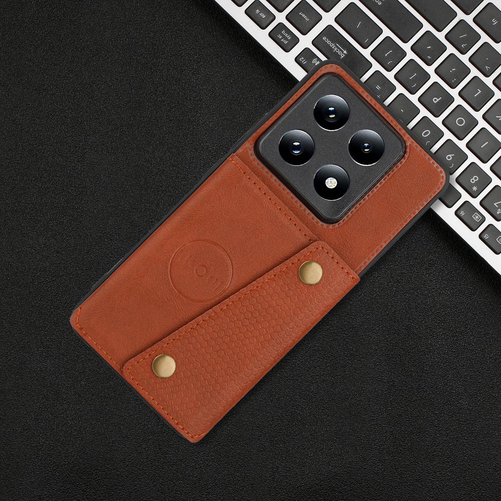 

Card Holder Leather Case for XiaoMi 14T 15 Pro 14 Ultra 5G Mi Poco X7 F7 F6 X6 M6 F5 Pro Wallet Phone Cover Coque for Xiaomi 15 коричневий