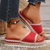 Women'S Platform Slip Sandals Fashionable And Casual Solid Color Fabric Upper Women Heeled Sandals Sandals Women Size 8 Wedge