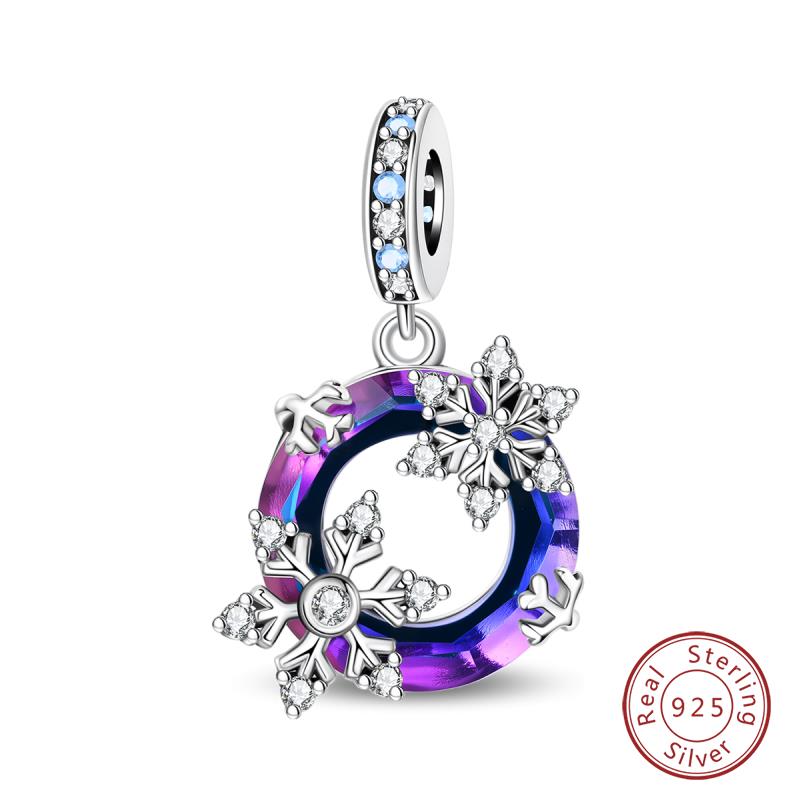 Original Copper Charms Beads Winter Snowflake Snowman Igloo Penguin Pendant Fit Bracelet Women Jewelry Gift