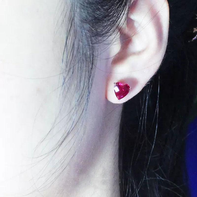 585 Purple Gold Plated 14k Rose Gold Heart Ruby Earrings for Women  Romantic Light Luxury Ear Studs Engagement Jewelry