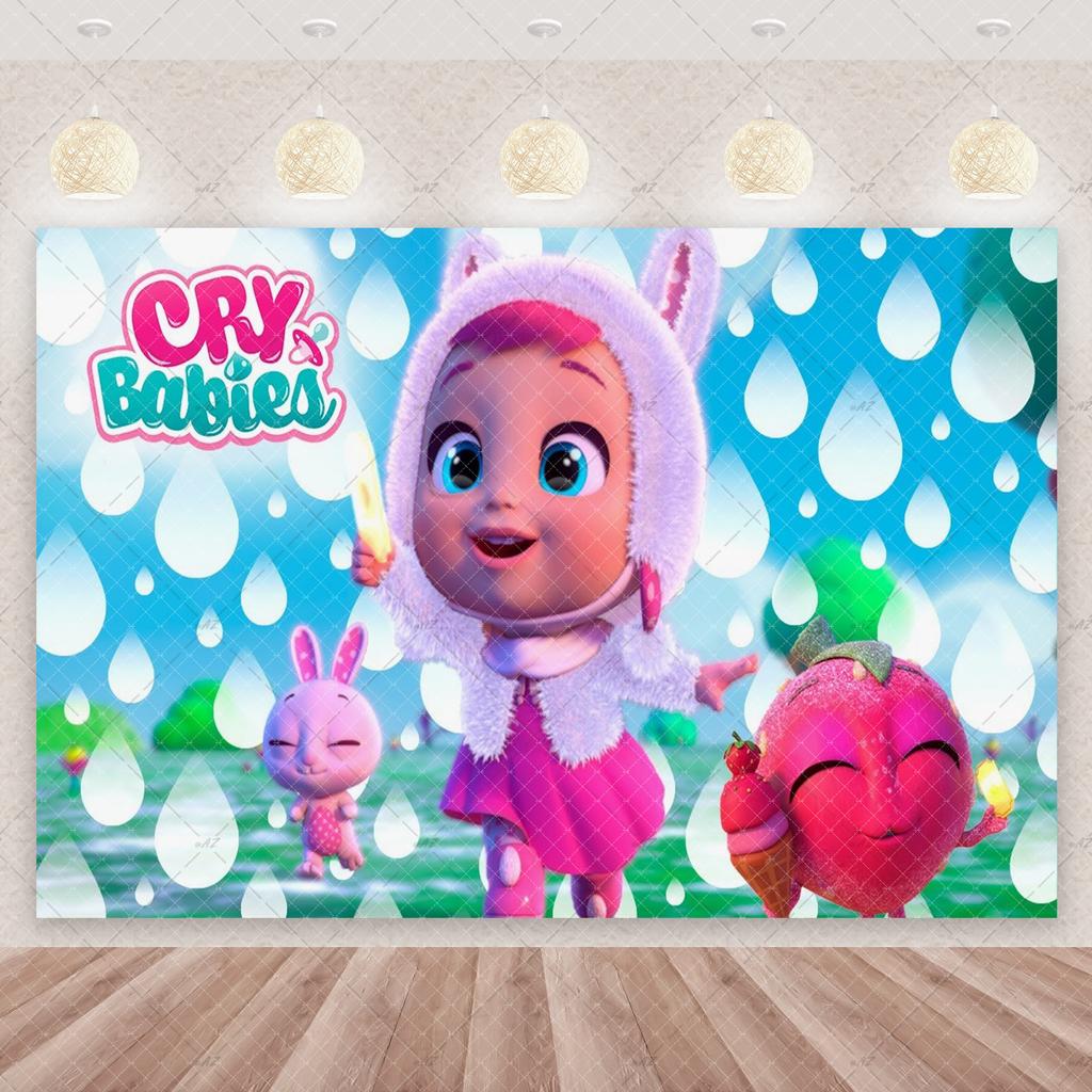 Cartoon Cute Cry Babiesed Birthday Party Decorations Lovely Blind Box Doll Backdrop Baby Shower Supplies Child Room Wall Hanging