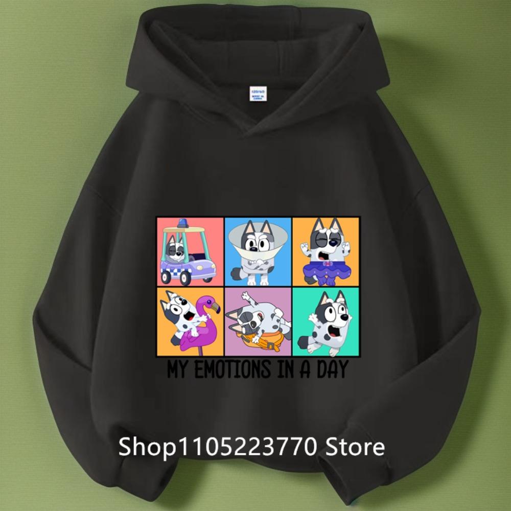 Sudadera con capucha azul de Bluey para niña, Otoño Invierno, Cálida, Suave, Jersey, Cómoda, Prenda superior diaria para niños