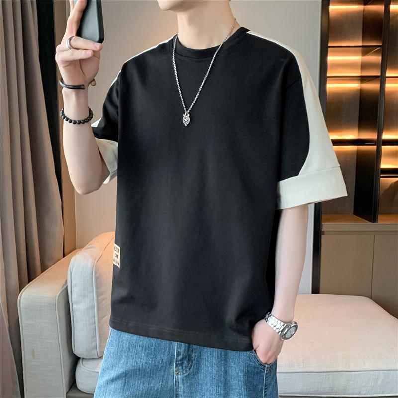 Men's Summer Short-sleeved T-shirt Round Neck Half-sleeved Bottoming Shirt Top Printed Large Size Men's Clothing