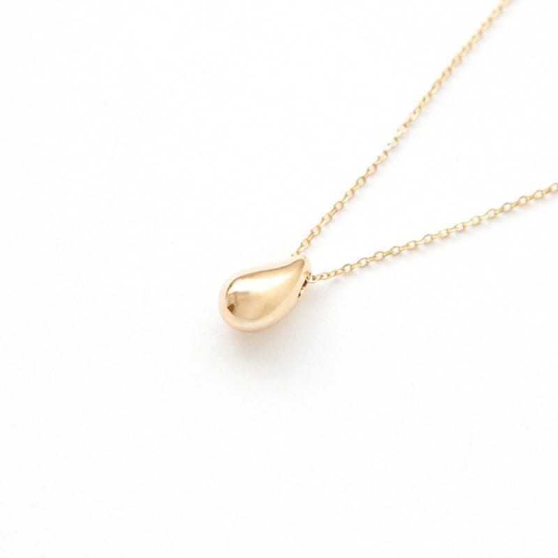 LUNNE 14k Simple Waterdrop Necklace (14k Gold) #NE01