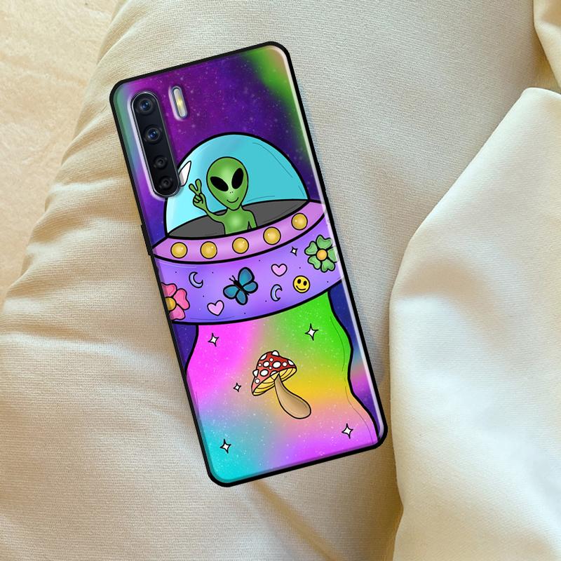 Aesthetics Cartoon Alien Space Case For Oppo A96 A76 A16 A18 A38 A58 A78 A98 A74 A94 A54 A80 A60 A40 A15 A17 A57 A5 A6 Pro