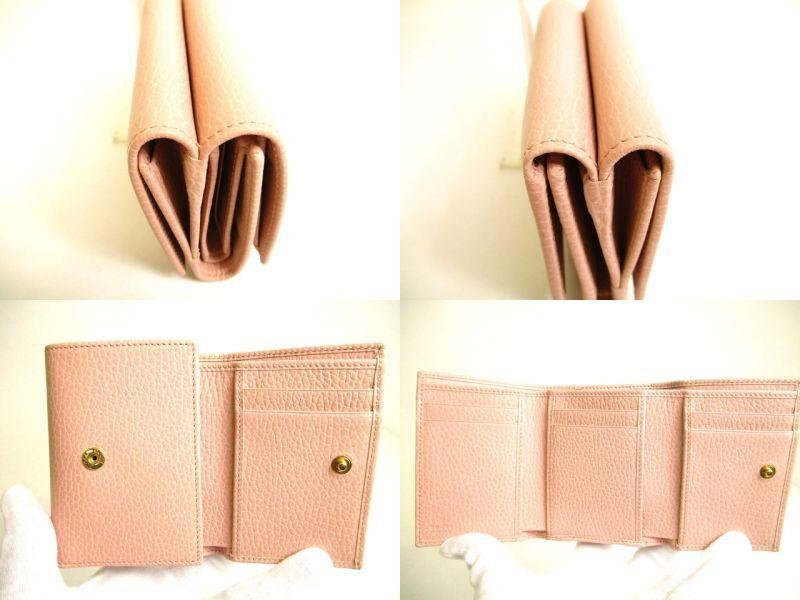 Authentic GUCCI Double G Marmont Light Pink Leather Trifold Wallet #9926  Refurbished