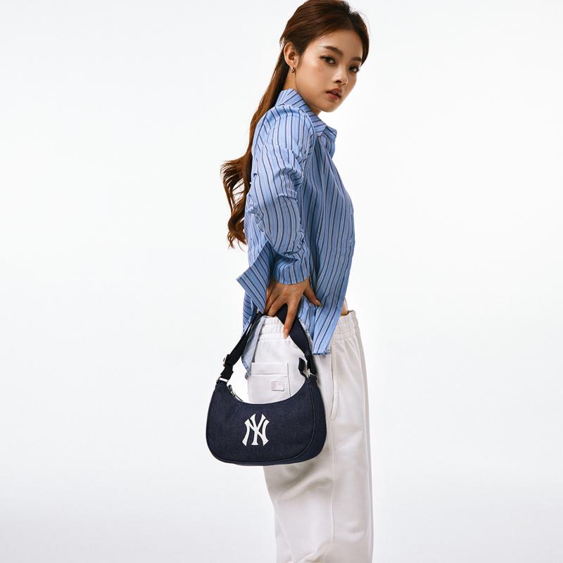 MLB New York Yankees Denim Shoulder Bag, Handbag, Clutch, Shoulder Bag Unisex Indigo Casual 3ABQM014N--