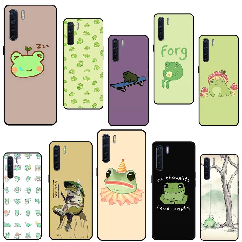 Cute Cartoon Frog Case For OPPO A96 A76 A16 A94 A74 A54 A77 A17 A16 A52 A72 A91 A93 A5 A9 A31 A53 A57s Cover